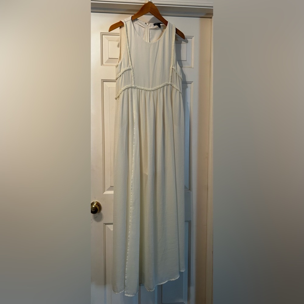 Mango Cream Maxi Dress with Delicate Trim